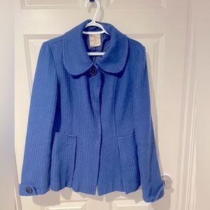 Classic Blue Wool Coat, Size Large